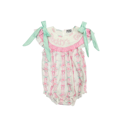 POSH Smocked Floral Daddys Girl Bubble