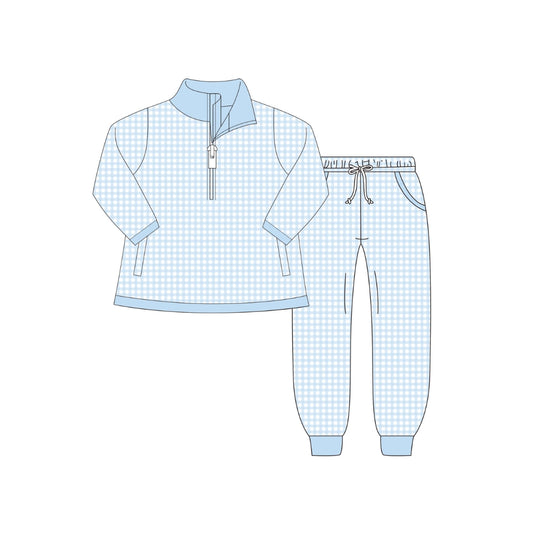 PRE ORDER - Funfetti Kids Blue Gingham Jogger Set