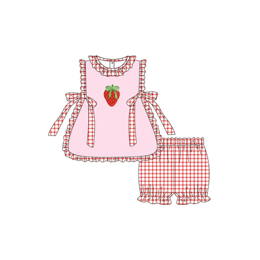 PRE ORDER - Funfetti Kids Strawberry/Gingham Bloomer Set