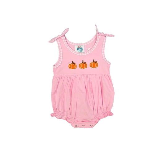 Funfetti Kids Pink Gingham Pumpkin Applique Bubble