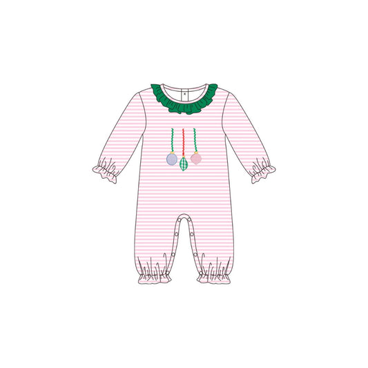 PRE ORDER - Funfetti Kids Pink Stripe Ornament Applique Romper