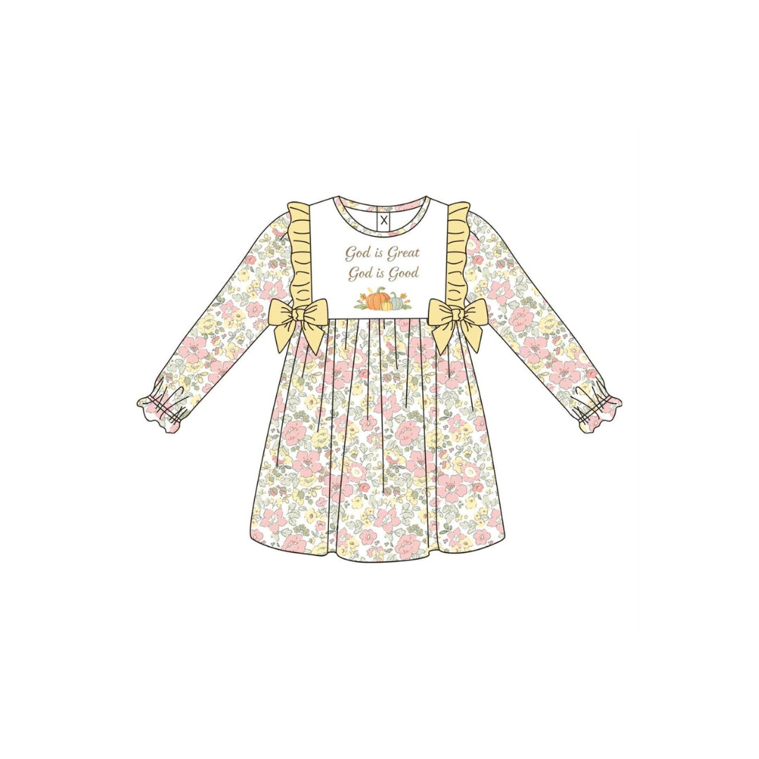 PRE ORDER - Funfetti Kids God is Great, God is Good Floral Dress