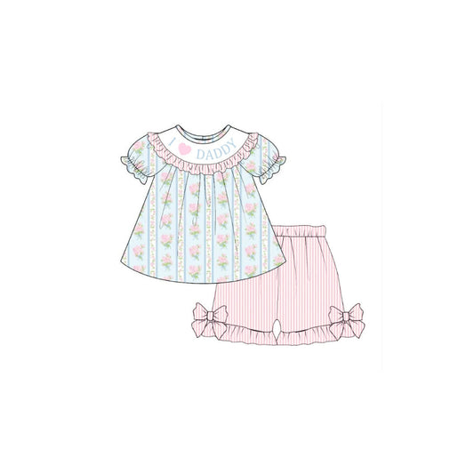 PRE ORDER - POSH Smocked I Love Daddy Floral Short Set