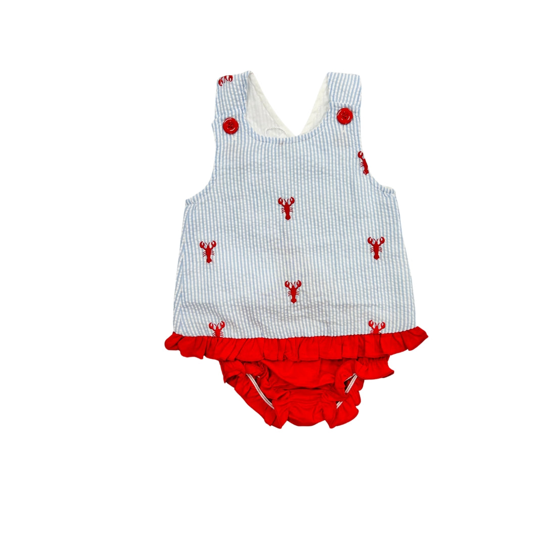 Funfetti Kids Seersucker Crawfish Bloomer Set