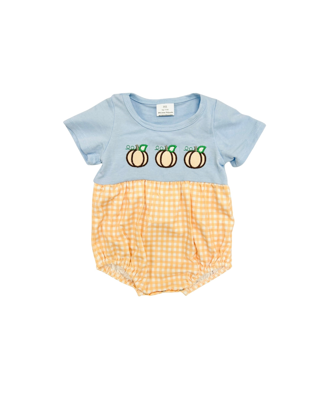 Light Blue/Orange Gingham Pumpkin Bubble