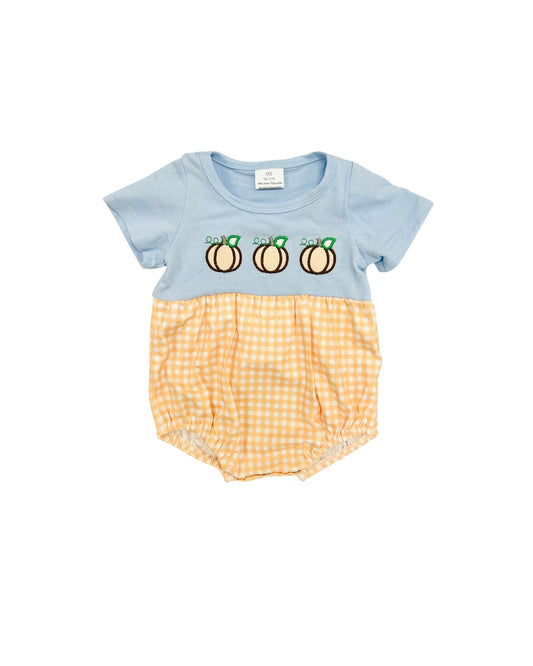 Light Blue/Orange Gingham Pumpkin Bubble