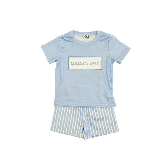 POSH Smocked Mamas Boy Striped Short Set