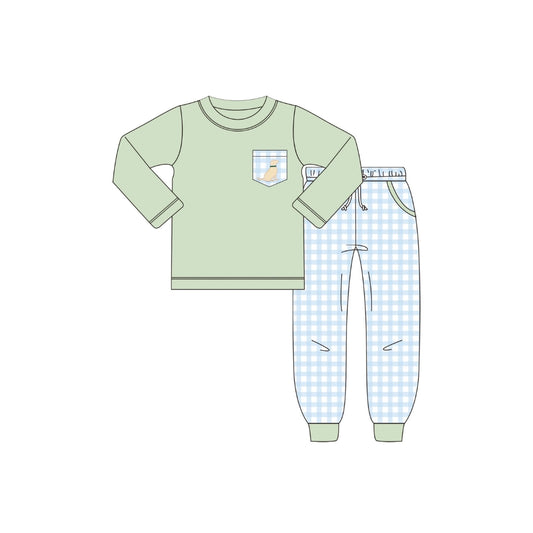 PRE ORDER - Funfetti Kids Sage/Blue Gingham Lab Jogger Set