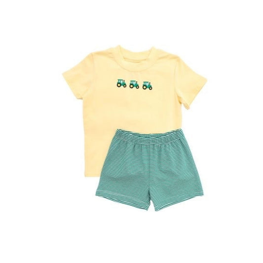 Itsy Bitsy Embroidered Tractor Short Set