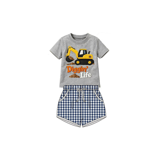 PRE ORDER - Funfetti Kids Diggin Life Applique Short Set