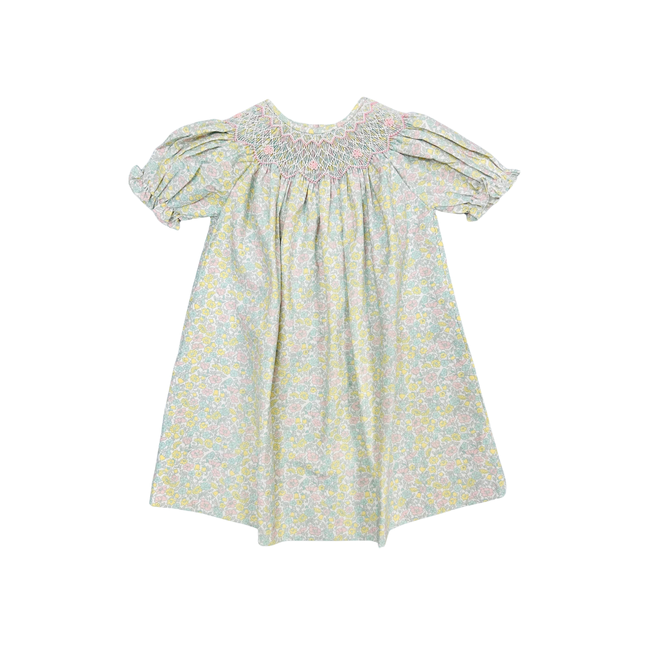 Sweet Dreams Girl Pastel Floral Smocked Dress