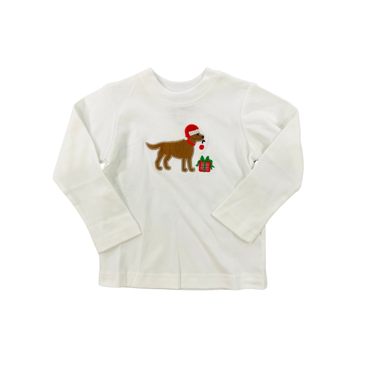 Remember Nguyen Boy Dog with Santa Hat Applique Long Sleeve Shirt