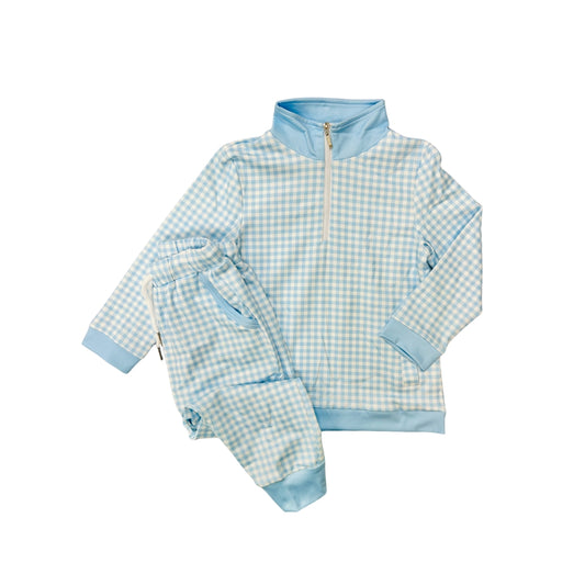 Funfetti Kids Blue Gingham Jogger Set