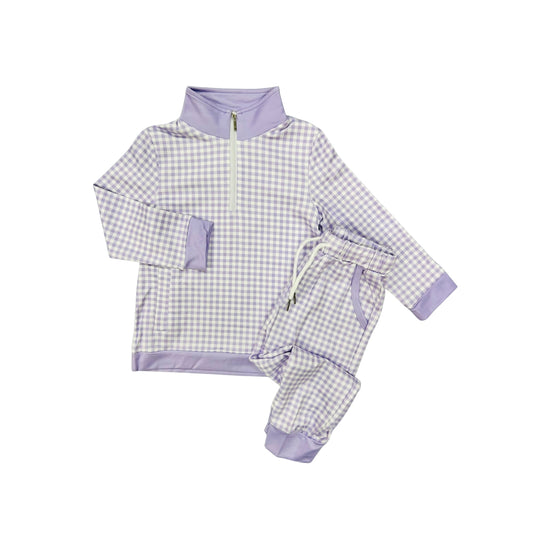 Funfetti Kids Purple Gingham Jogger Set