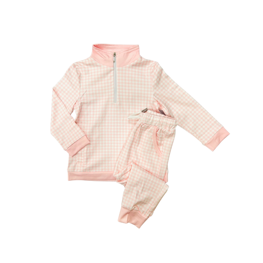 Funfetti Kids Pink Gingham Jogger Set