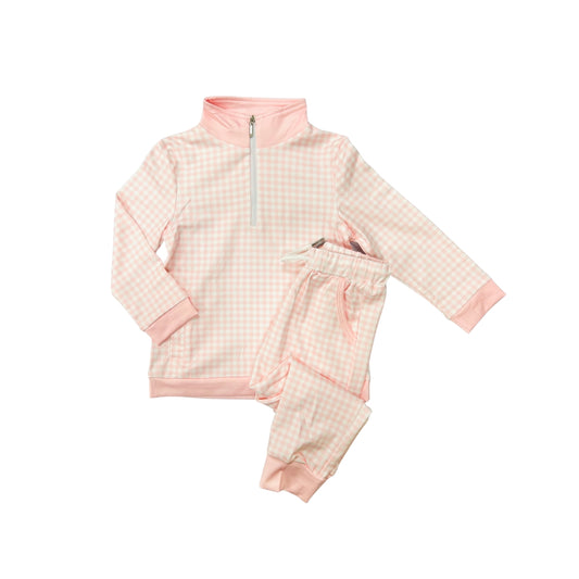 Funfetti Kids Pink Gingham Jogger Set