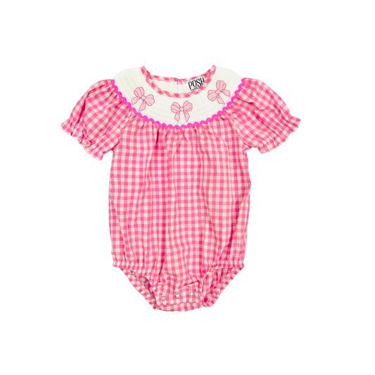 POSH  Smocked Pink Bow/Pink Check Bubble