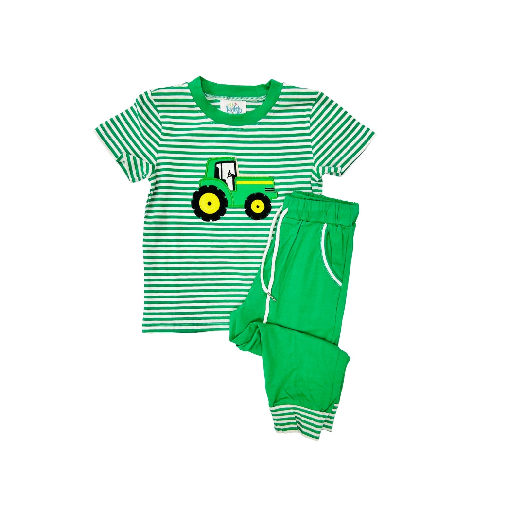 Funfetti Kids Tractor Applique Jogger Set