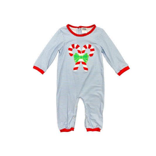 POSH Boy Blue Stripe Candy Cane Romper