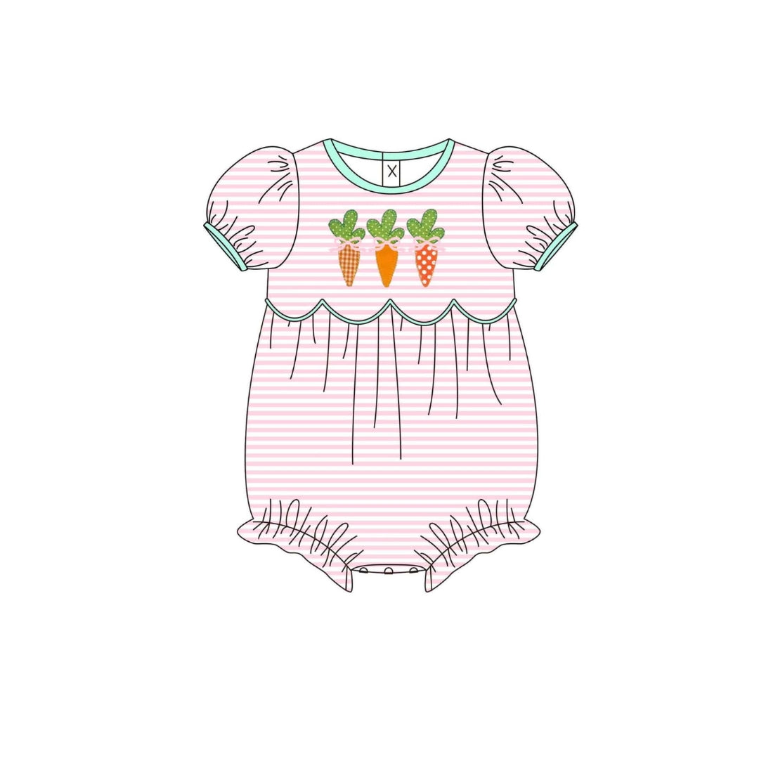 PRE ORDER - Funfetti Kids Pink Stripe Carrot Applique Bubble