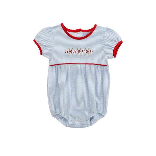 Itsy Bitsy Embroidered Baseball/Bow Bubble