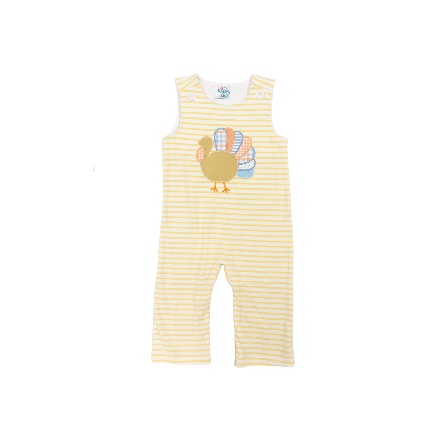 Funfetti Kids Boy Yellow Stripe Turkey Applique Longall