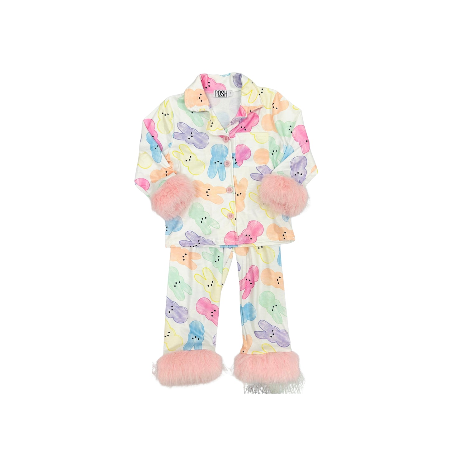 POSH Marshmallow Bunny Pajamas with Fur