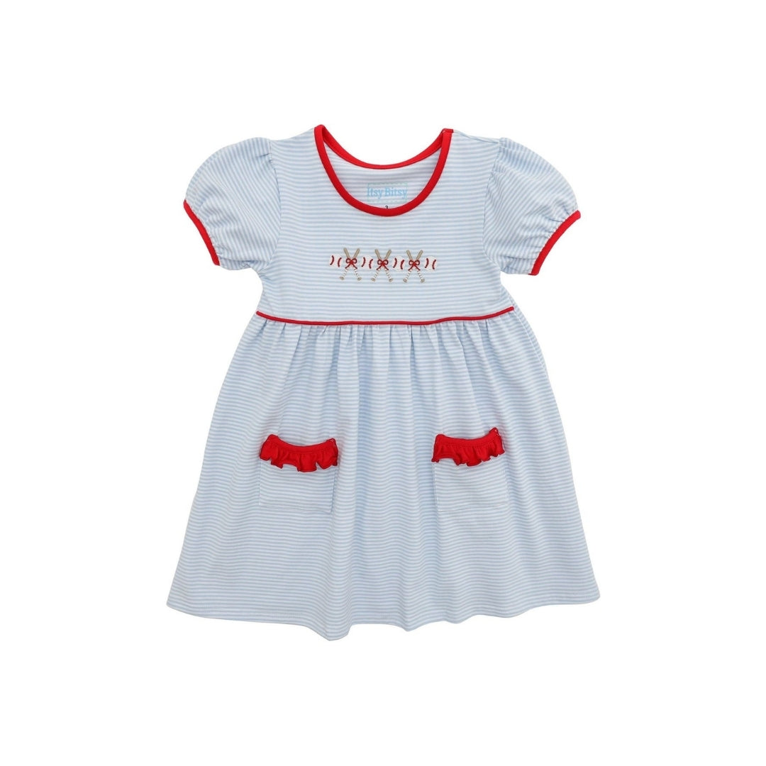 Itsy Bitsy Embroidered Baseball/Bow Dress