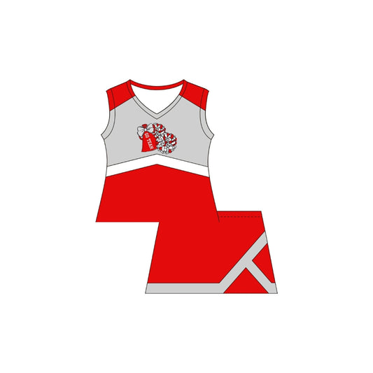 PRE ORDER - Funfetti Kids Red/Grey Cheer Skort Set