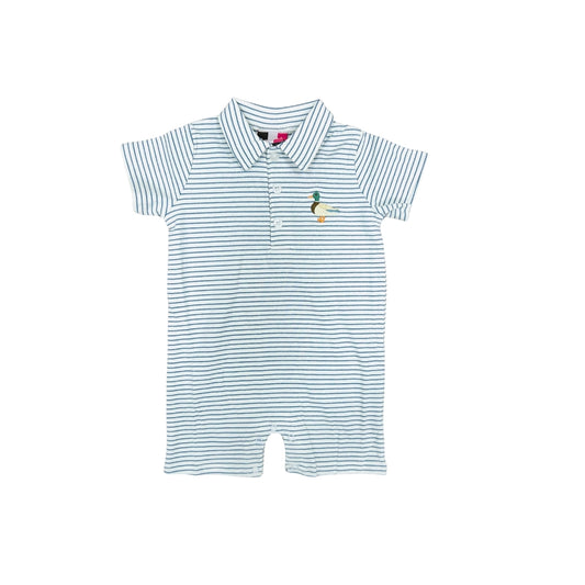 Banana Split Blue Stripe Mallard Romper