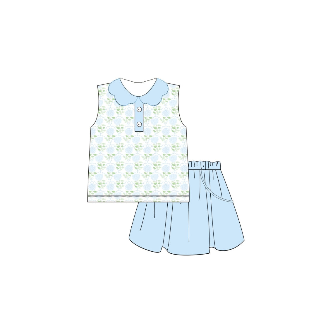 PRE ORDER - Funfetti Kids Blue Floral Skirt Set