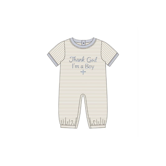 PRE ORDER - Funfetti Kids Thank God Im a Boy Striped Romper