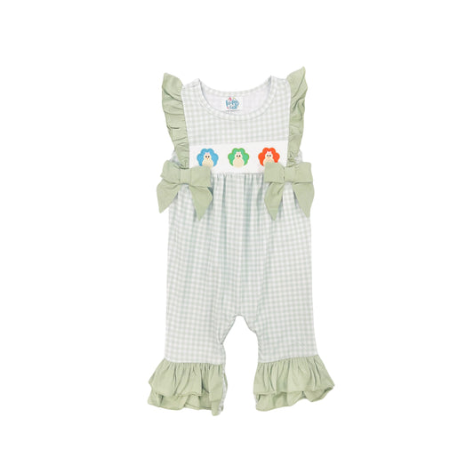 Funfetti Kids Girl Turkey Embroidered Ruffle Romper