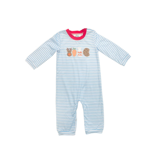 Funfetti Kids Boy Milk & Cookies Embroidered Romper