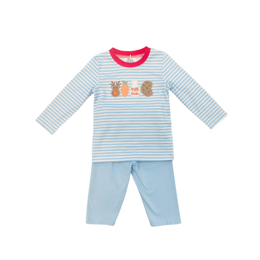 Funfetti Kids Boy Milk & Cookies Embroidered Pant Set