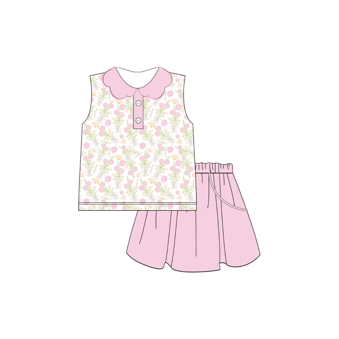 PRE ORDER - Funfetti Kids Pink Floral Skirt Set