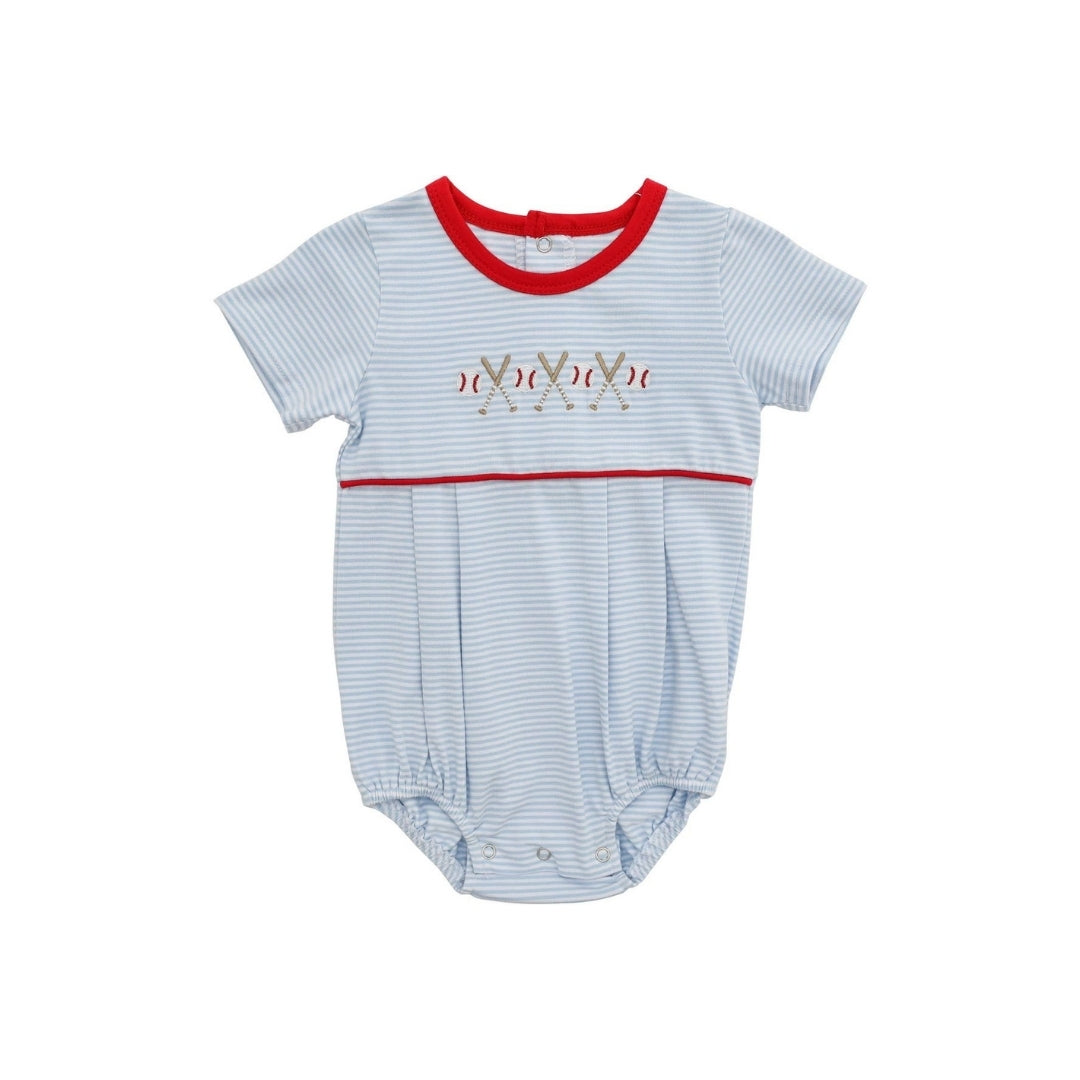 Itsy Bitsy Striped Embroidered Baseball Bubble