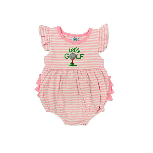 Funfetti Kids Pink Stripe Let's Golf Ruffle Bubble