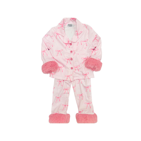 POSH Pink Bow on Pink Pajamas with Fur