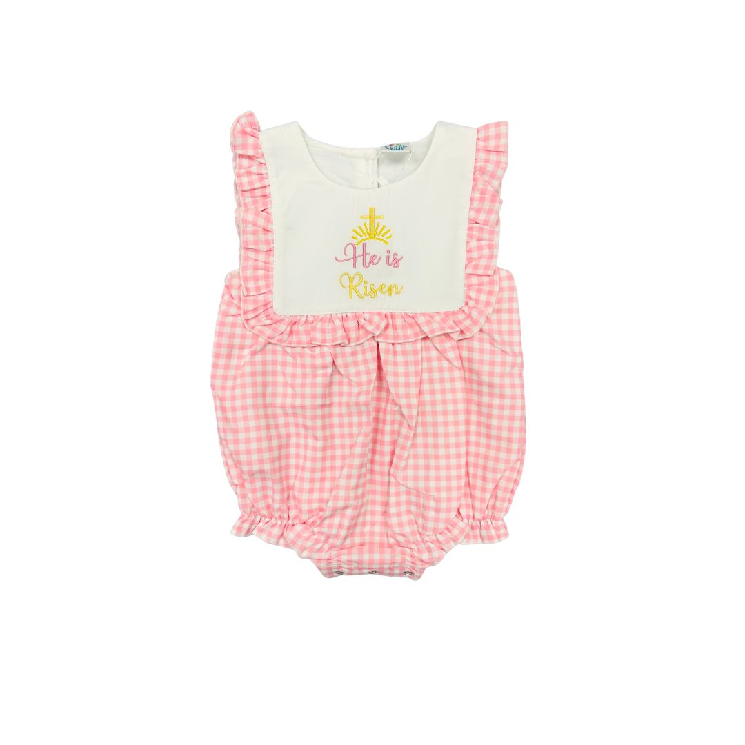 Funfetti Kids Pink Gingham He is Risen Bubble