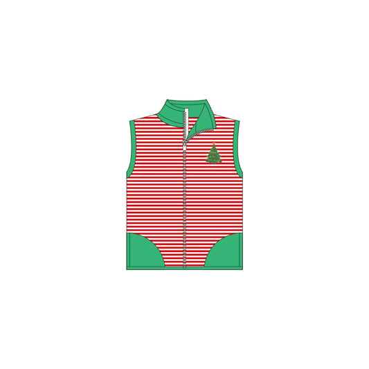 PRE ORDER - Funfetti Kids Red Stripe Embroidered Christmas Tree Vest
