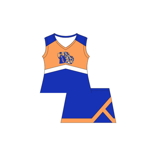 PRE ORDER - Funfetti Kids Orange/Blue Cheer Skort Set
