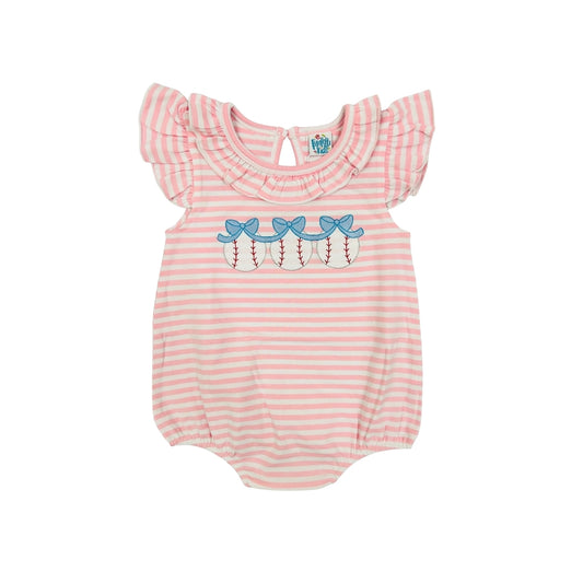 Funfetti Kids Pink Stripe Baseball/Bow Bubble