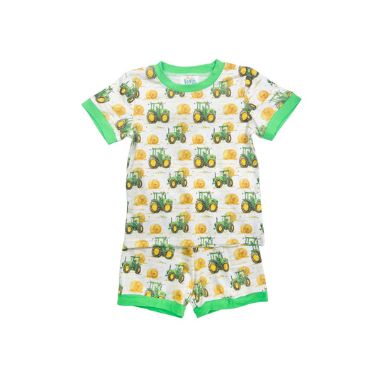 Funfetti Kids Green Tractor Short Set