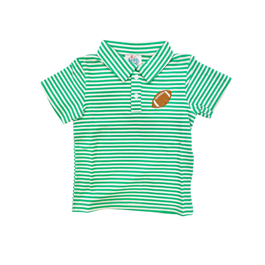 Funfetti Kids Boy Green Stripe Football Polo