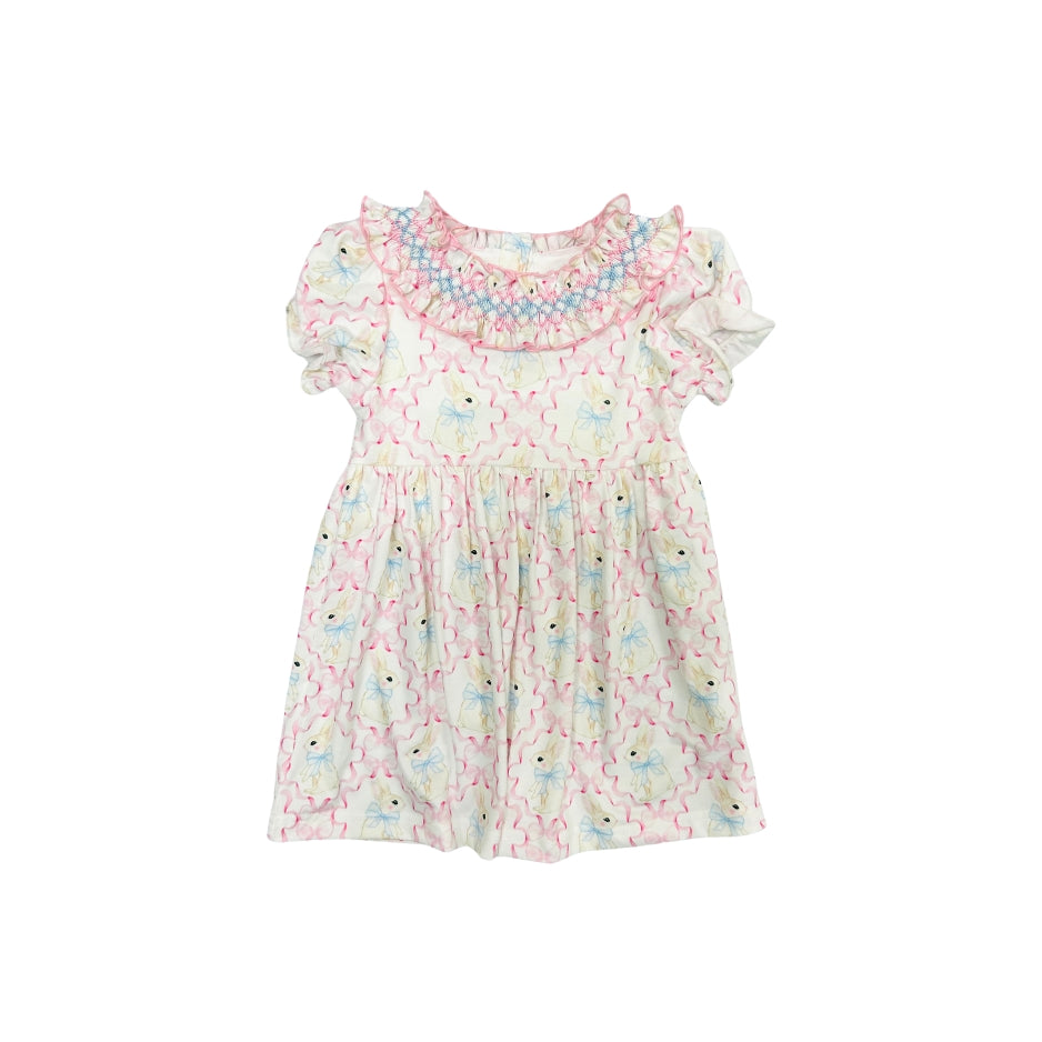 Elizabeth Ann Girl Hand Smocked Pastel Bunny Dress