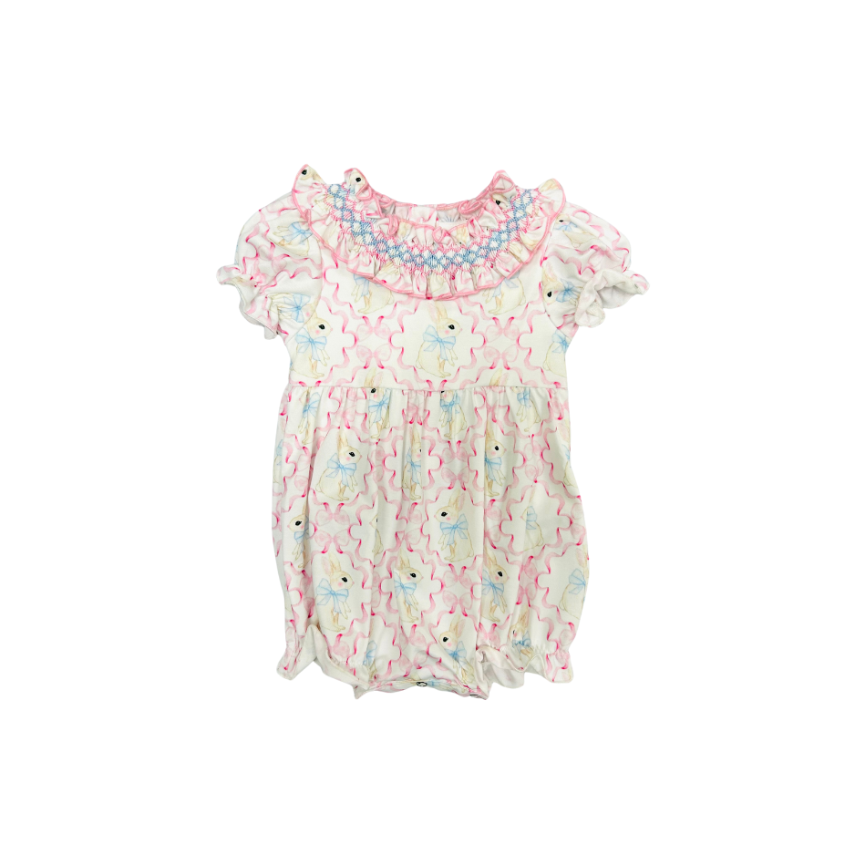 Elizabeth Ann Girl Hand Smocked Pastel Bunny Bubble