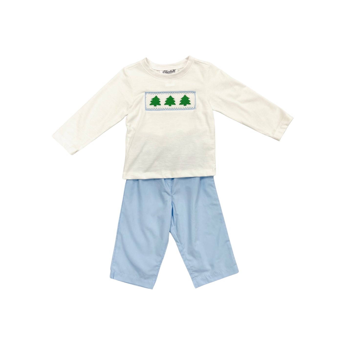 Elizabeth Ann Boy Hand Smocked Trees Pant Set