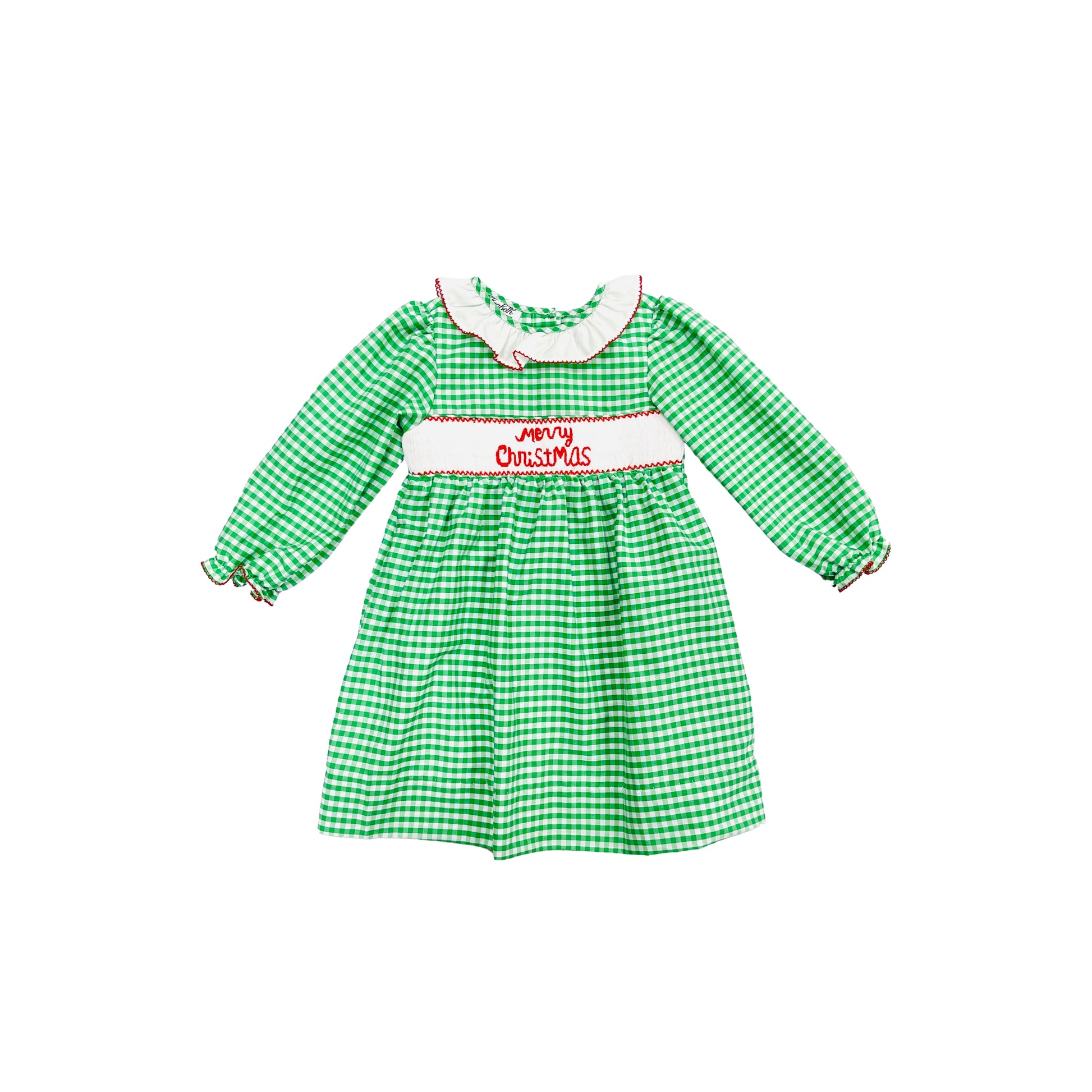 Elizabeth Ann Girl Hand Smocked Green Check Merry Christmas Dress Posh Petites Elizabeth Ann Girl Hand Smocked Green Check Merry Christmas Dress Posh Petites