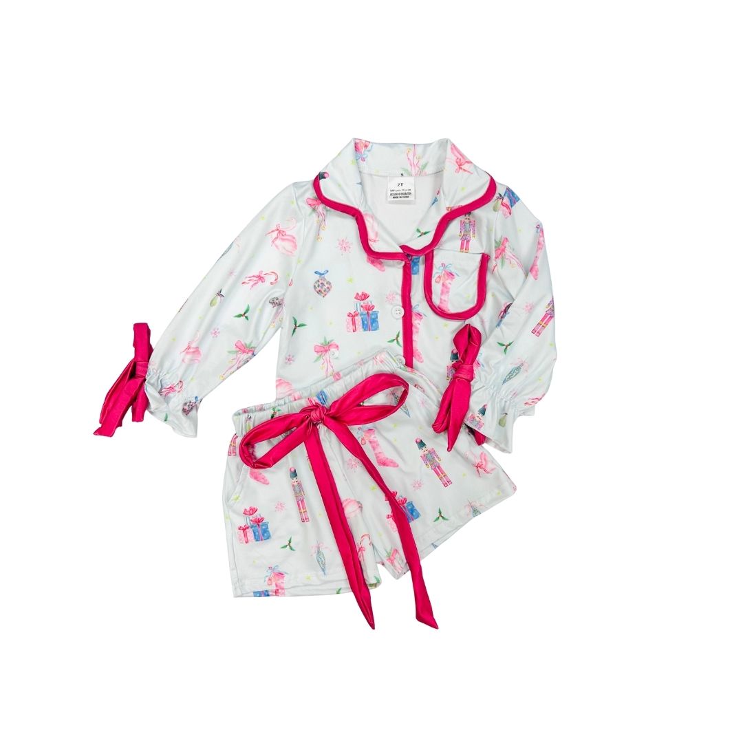 White Nutcracker Pajamas with Bows